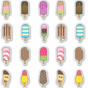 Sticker Assortiment de crème glacée Yummy Popsicle