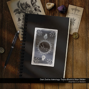 Sticker Astrologie Zodiaque foncée : Taurus Noir & Argent