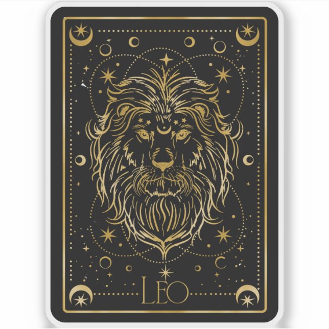Sticker astrologique Zodiac Leo noir & or (Devant)