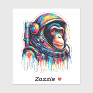 Sticker Astronaute du chimpanzé de peinture