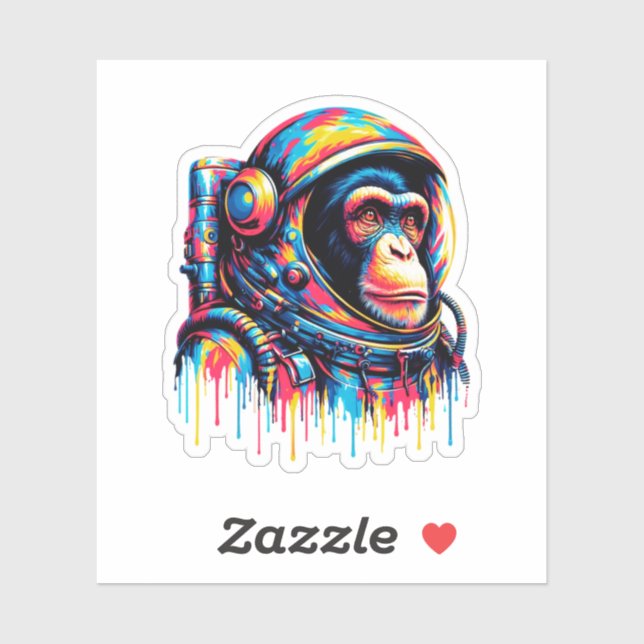 Sticker Astronaute du chimpanzé de peinture (Feuille)