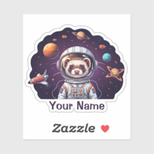 Sticker Astronaute Furet Mignon dans l'Espace