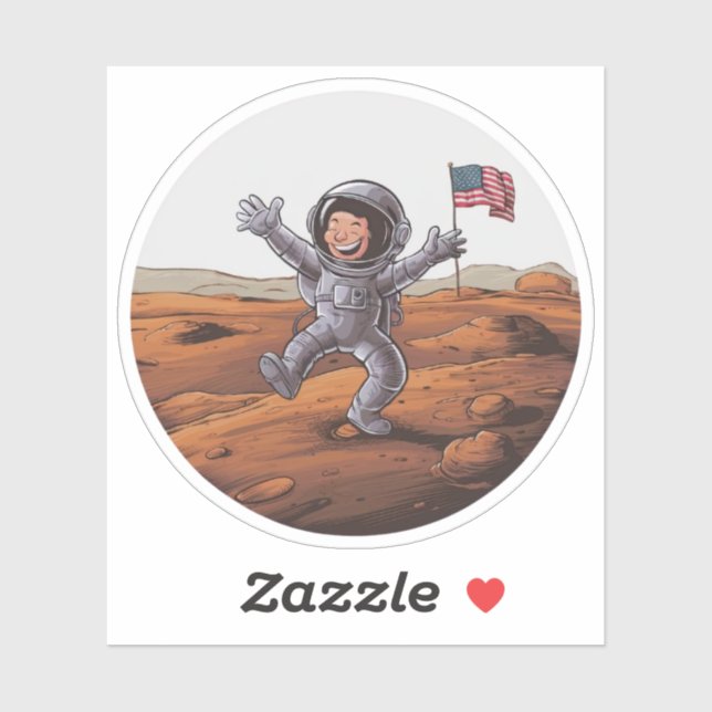 Sticker Astronaute sur Mars (Feuille)