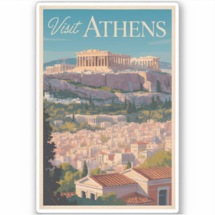 Sticker Athènes Grèce Parthénon Voyage Art Vintage