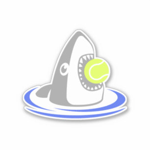 Sticker Attaque de balle de tennis de requin bleu