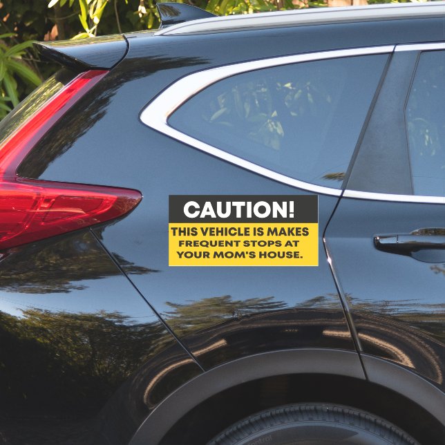 Sticker Attention, ce véhicule fait des arrêts fréquents à (Coté voiture)