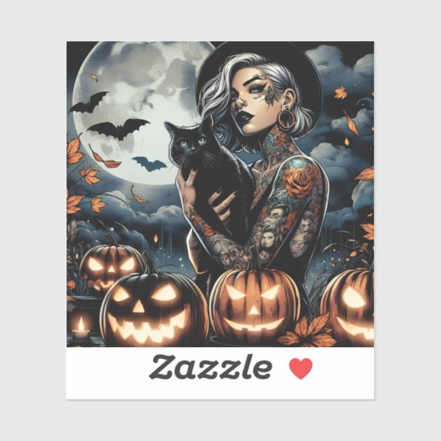 Sticker Attraper une chambre | Sorcière à thème Halloween  (Feuille)