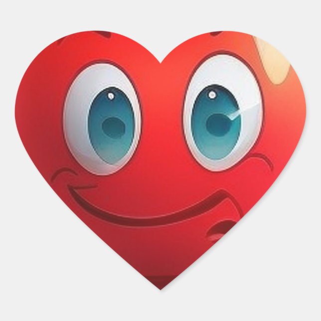 Sticker au coeur rouge souriant (Devant)
