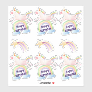 Sticker Au-dessus de la licorne arc-en-ciel Anniversaire