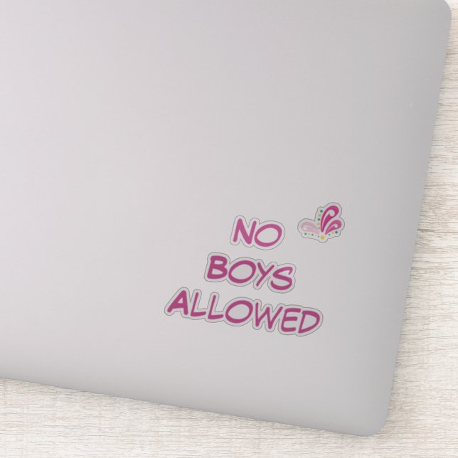 Sticker Aucun Garçon Autorisé Texte Personnalisé Rose Flar (Détail)