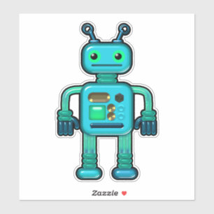 Sticker Audie the Aqua Robot Whimsical