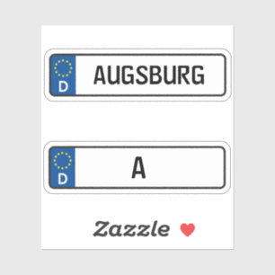 Sticker Augsburg kennzeichen, Plaque allemande d'immatricu