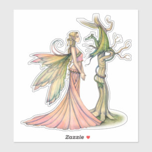 Sticker Aurora et Dragon Fairy Art par Molly Harrison