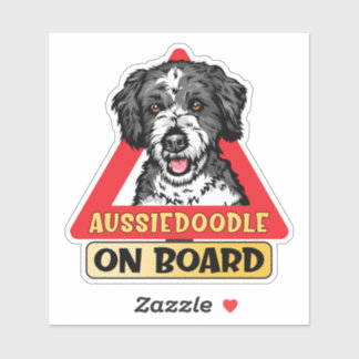 Sticker Aussiedoodle à bord Doodle Chien Red Traffic Sign