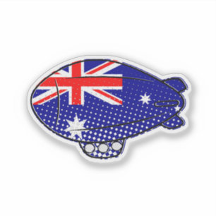Sticker Australie Drapeau Blimp Ballotte dans le ciel bleu