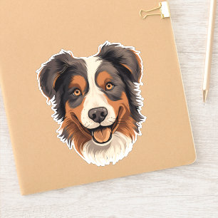 Sticker Australien Berger mignon Chien Aussie Visage Conto