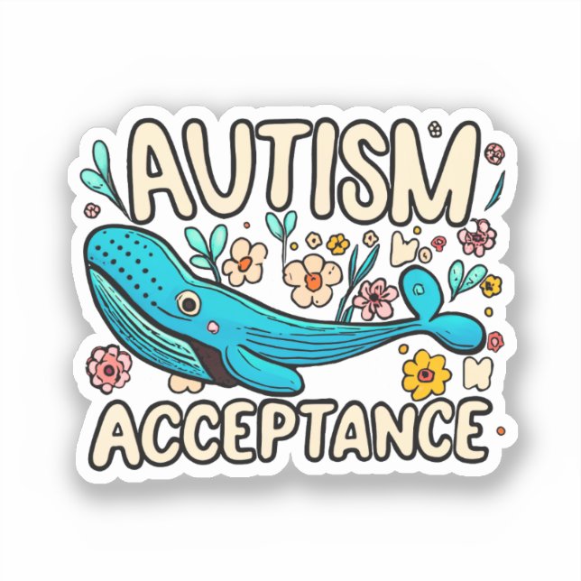 Sticker Autisme Acceptation Baleine (Recto)