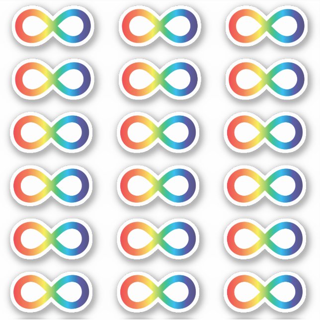 Sticker Autisme Acceptation Rainbow Infinity Symbol Pack (Devant)
