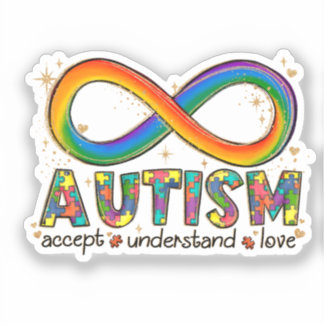 Sticker Autisme Symbole Infini Accepter, Comprendre, Amour