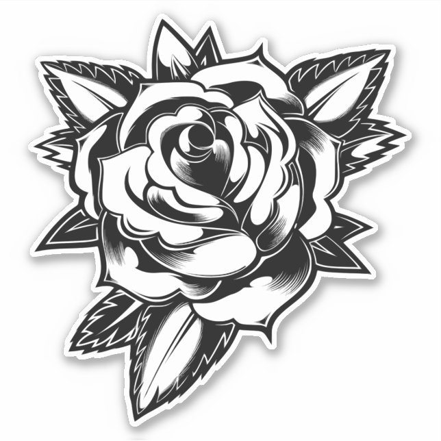 Sticker Auto-expression florissante : tatouage Rose (Devant)