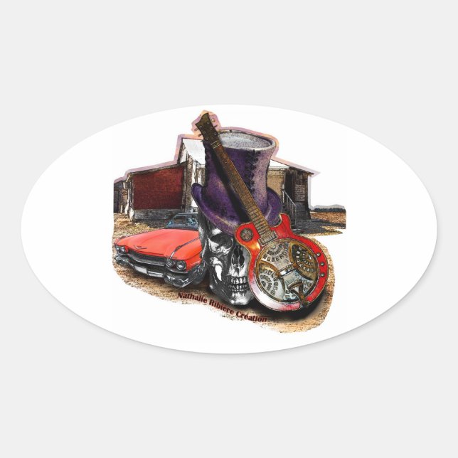 sticker autocollant ovale BLUESROCK ATTITUDE (Devant)