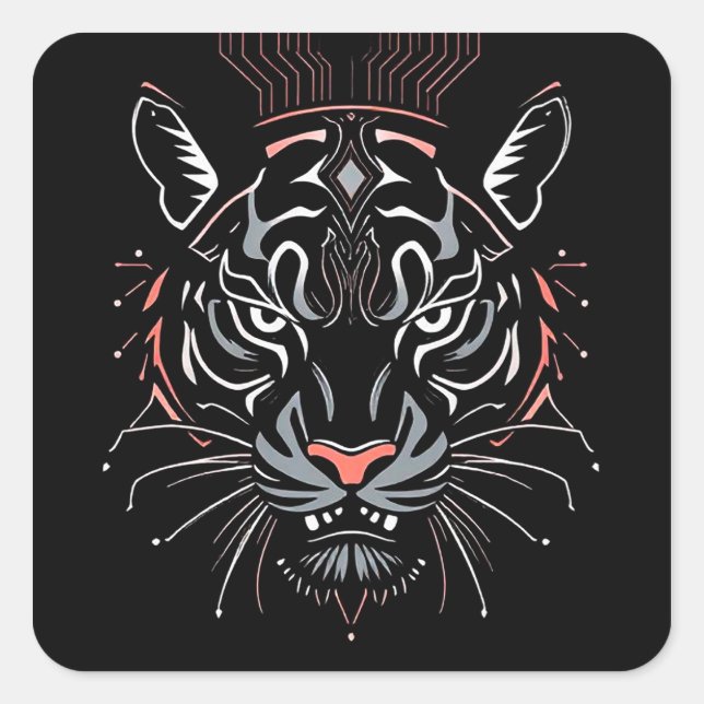 🐅 Sticker Autocollant Visage Tigre Géométrique po (Devant)
