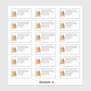 Sticker Automne Citrouille Floral Nom et adresse individue