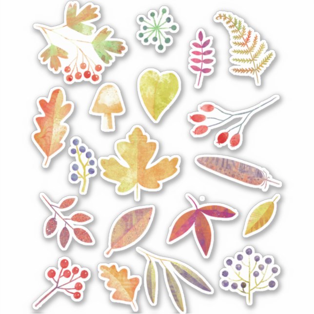Sticker Automne Feuilles automnales et Berries Nature (Devant)