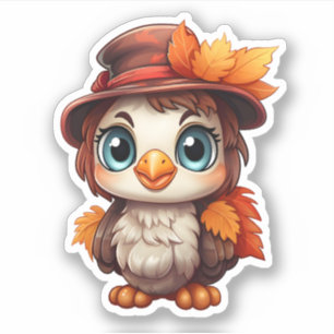 Sticker Automne Feuilles Thanksgiving mignon Turquie