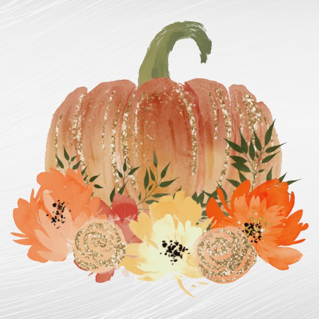 Sticker Automne Orange Citrouille Floral (Créateur téléchargé)