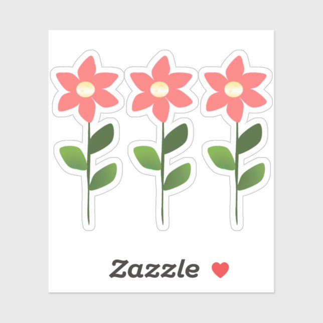 Sticker aux fleurs roses rouges (Feuille)
