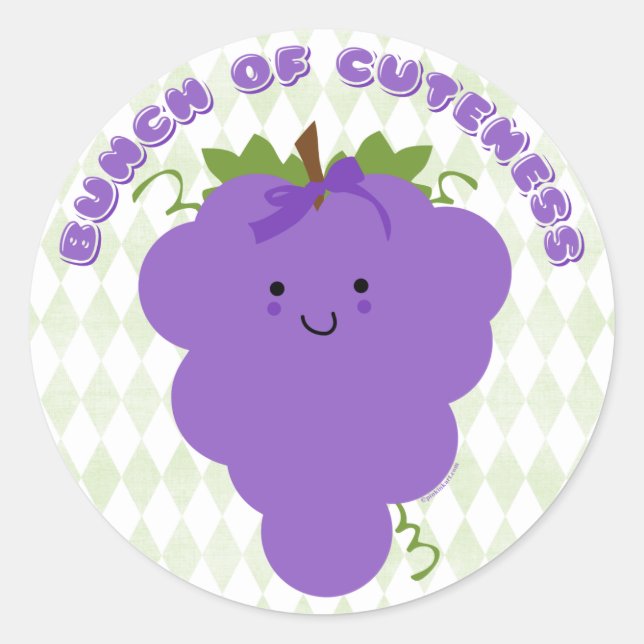 Sticker aux raisins Cute Kawaii (Devant)