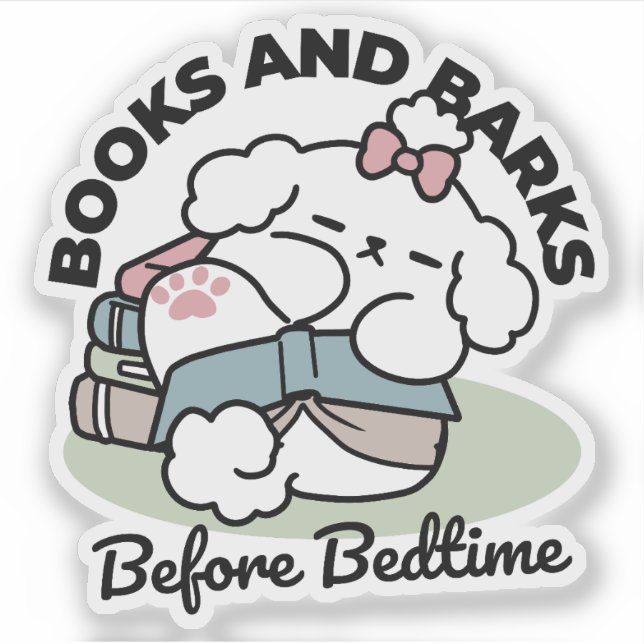 Sticker Avant le coucher avec ma chienne - Livre et Amoure (Devant)
