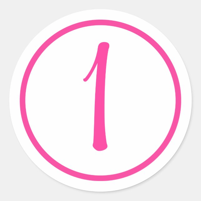 Sticker avec numéro rose et bordure (Devant)