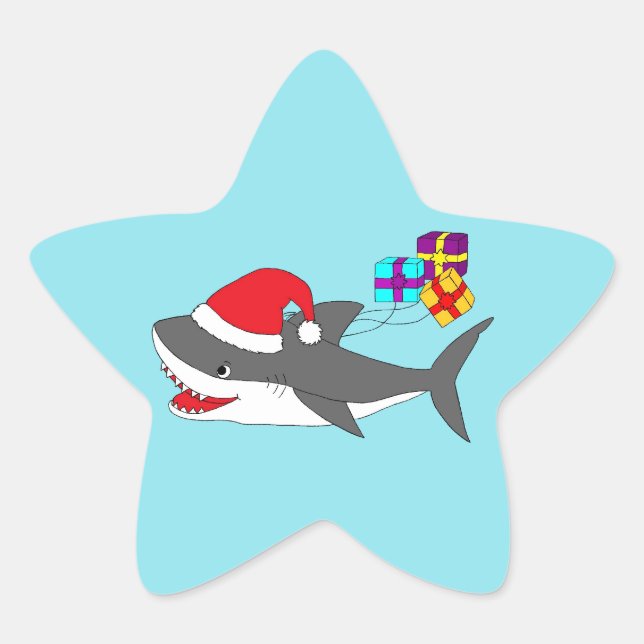 Sticker avec un requin de vacances mignon (Devant)