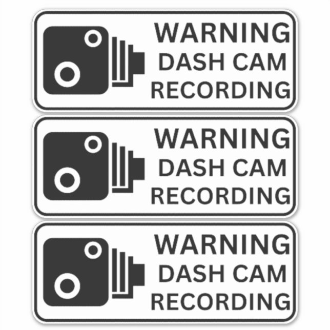 Sticker Avertissement Dash CAM Enregistrement Véhicule Cam (Devant)