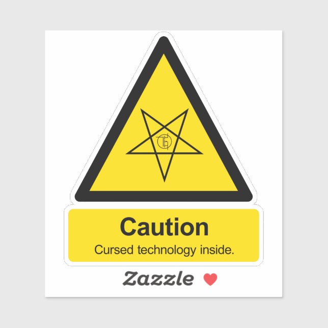 Sticker Avertissement technologie maudite à l'intérieur du (Feuille)