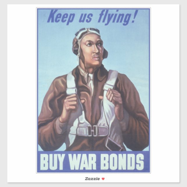 Sticker Aviateurs noirs : Service militaire de combat de 2 (Feuille)