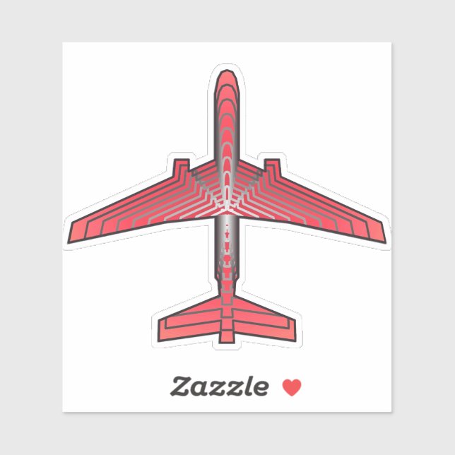 Sticker Avion Art déco, Coral Orange et Silver Grey (Feuille)