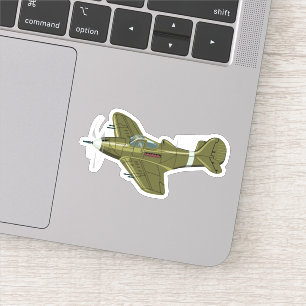 Sticker Avion de chasseur rétro-dessiné