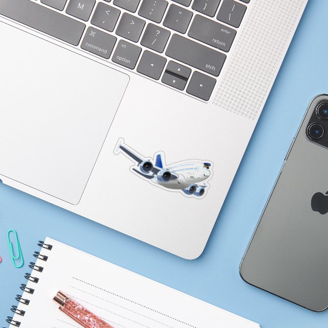 Sticker Avion de dessin (Ordinateur portable avec iPhone)