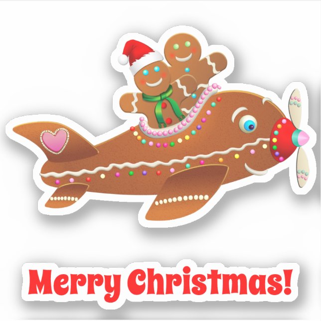 Sticker Avion en pain d'épice de Noël (Devant)