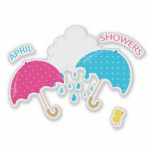 Sticker Avril Douches Pluie Nuages Parapluies