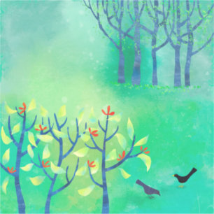 Sticker Avril Moderne Paysage Vert Peinture Nature
