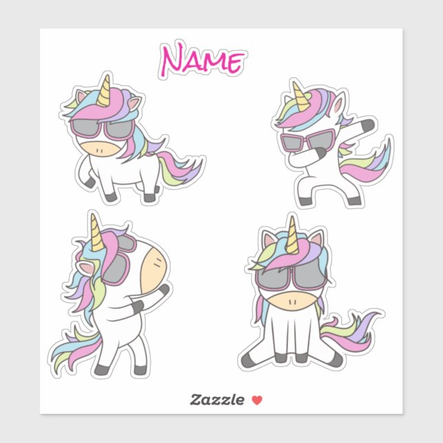 Sticker Awesome Rose Cute Unicornes (Feuille)