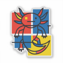 Axolotl abstrait Mondrian néoténie minimaliste rét