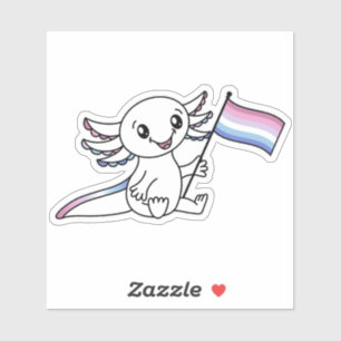 Sticker Axolotl mignon avec drapeau de fierté bigender LGB