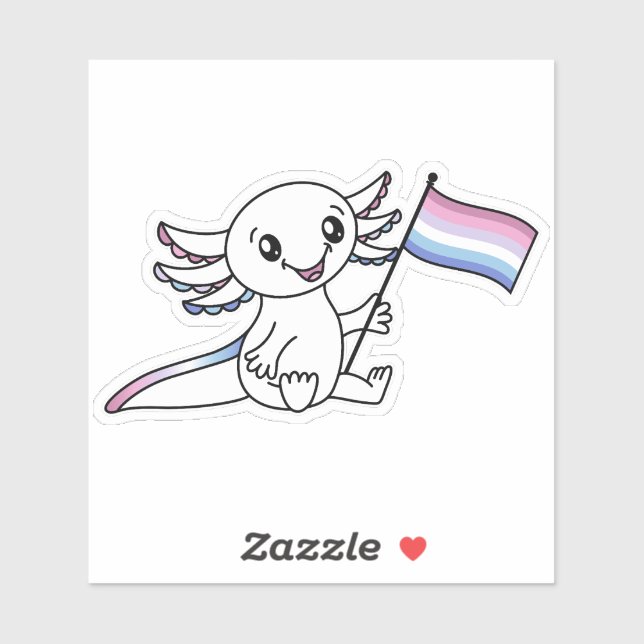Sticker Axolotl mignon avec drapeau de fierté bigender LGB (Feuille)