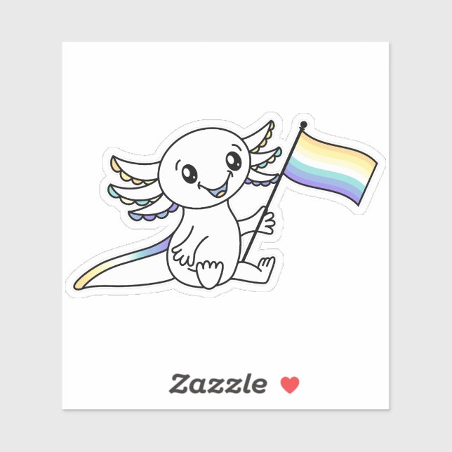Sticker Axolotl mignon avec drapeau de fierté Genderfaun L (Feuille)