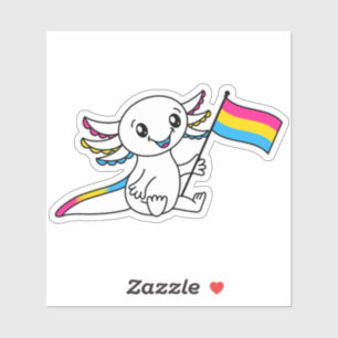 Sticker Axolotl mignon avec drapeau de fierté Pansexual LG